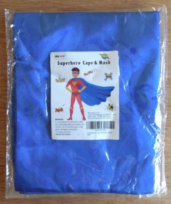 NEW  ADJOY Blue "Superhero Cape & Mask" Set   Age 12+ - Image 1 of 3