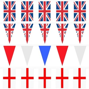 England & Union Jack Football St George's Flag Bunting - Fabric (20 Flag / 10m) - Picture 1 of 5