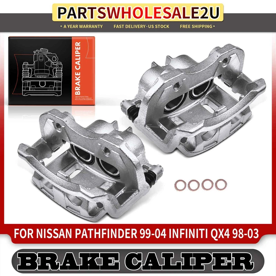 2x Pinza de freno de disco laterales delanteros con soporte para Nissan Pathfinder Infiniti QX4 Foto 1 de 4