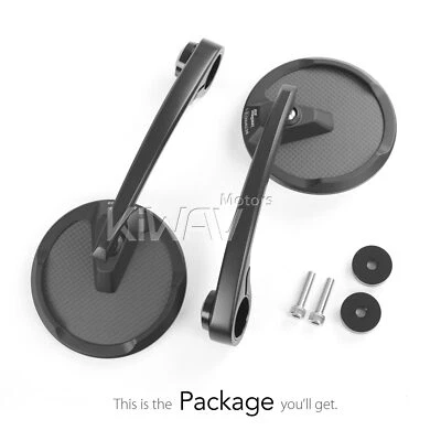 Espejos retrovisores redondos mate negro carbono para Moto Guzzi V7 piedra roscada OEM barra Foto 1 de 4