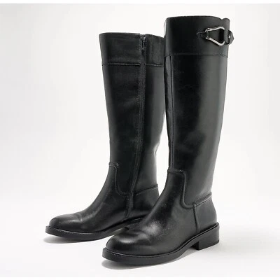 New Vince Camuto Leather Riding Boots Andalian Tall Knee High Black Size 6 M - Image 1 of 4