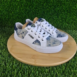 Guess Womens Loven White Blue Denim Lace Up Sneaker Size 5.5 - Picture 1 of 7