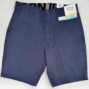 IRON CO Men's Stretch Shorts (SIZE 32) Flex Waist Flat Front LAKE BLUE New Tag! - Picture 1 of 8