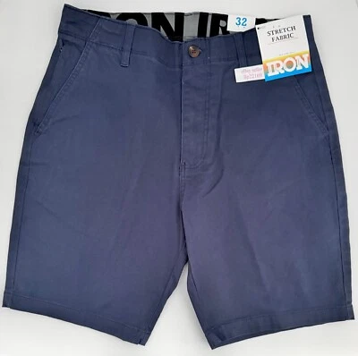 Pantalones Cortos Elásticos IRON CO Para Hombre (TALLA 32) Cintura Flexible Frente Plano AZUL LAGO ¡Nueva Etiqueta! Foto 1 de 4