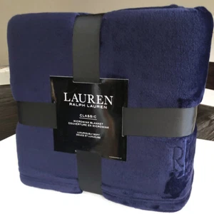 Ralph Lauren MARINEBLAU Micromink ** KING Bettdecke Plüsch Fleece RL Emb Logo - Bild 1 von 4