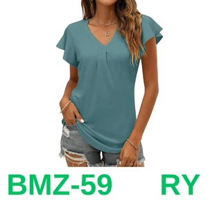 Women's Summer Tops Ruffle Sleeve V Neck Tunic Shirts Business Casual Flowy, M - Picture 1 of 4