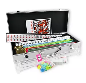 NUOVO 166 Piastrelle Mahjong Americano Mah Jongg Set + 4 PUSHER in Custodia ALLUMINIO - Foto 1 di 9