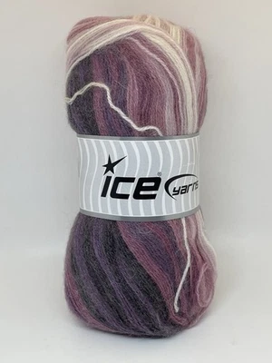 Lot 4 Skeins Ice Yarns Mohair Magic Color Black Purple Orchid White ~100g Ea New - Image 1 of 4