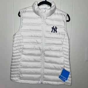 NWT Columbia MLB New York Yankees Women’s L Down Vest Embroidered Logo White - Picture 1 of 11