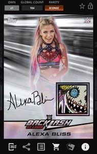 TOPPS WWE SLAM DIGITAL ALEXA BLISS ICONIC BACKLASH 25 SIGNATURE RELIC - Picture 1 of 2