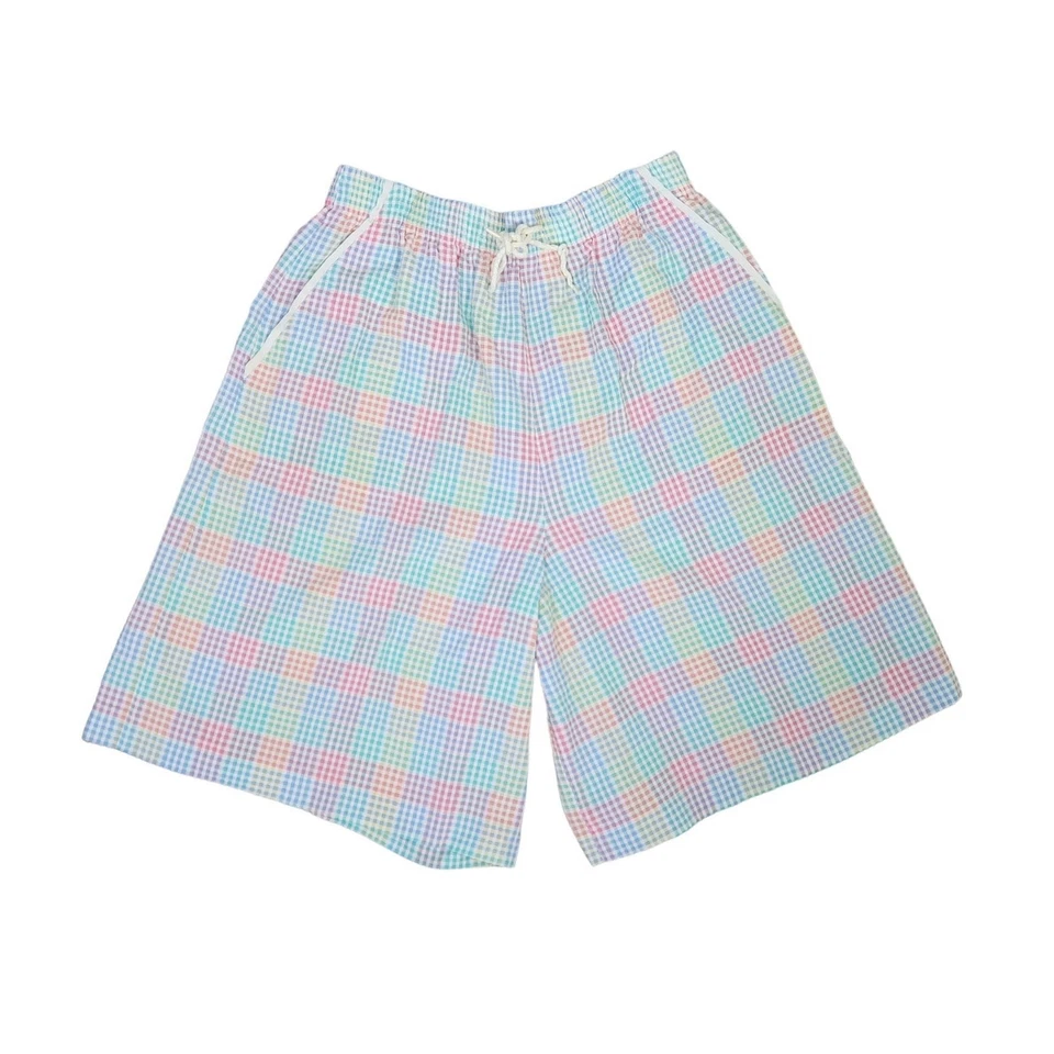 Vintage 90s Cricket Lane blue and pink gingham mid length boxer shorts 12 - Image 1 of 4