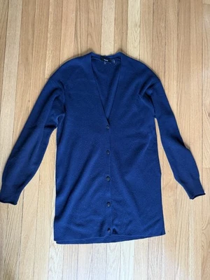 Theory Women's Long Navy Blue Cardigan Sweater Size Small Wool Cashmere Blend - Image 1 of 4