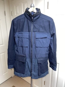 Elie Tahari Men’s Navy Blue pockets Jacket leather trim Sz S MINT - Picture 1 of 7