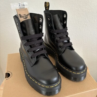 Botas de plataforma Dr Martens Molly para mujer - Cuero Buttero negro - Para mujer’s 9 Foto 1 de 4