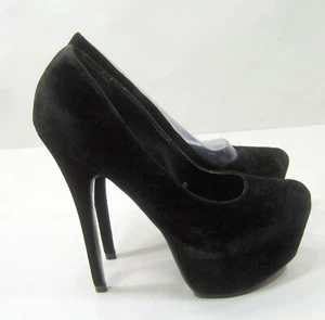 Black 6"Stiletto Heel ROUND TOE Platform   Shoes  WOMEN Size  9 - Picture 1 of 6