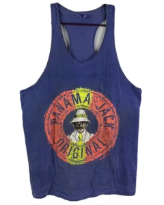 Vintage Panama Jack Muscle Shirt Mens S-M Purple Graphic Spell Out Tank Made USA - Picture 1 of 6