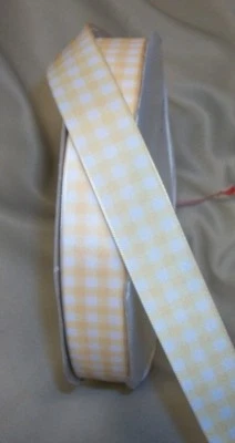 10 yds GINGHAM CHECK SATIN RIBBON 1" w (choice of 7 colors) - Image 1 of 2