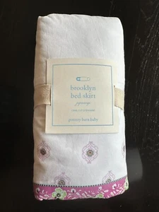 NEW Pottery Barn Kids Baby Brooklyn Crib Bed Tier Ruffle Skirt Purple Floral - Picture 1 of 3