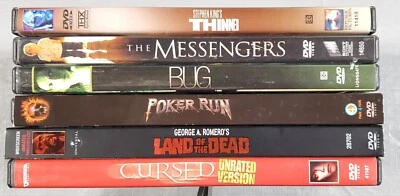 Horror 6 DVD Lot, Thinner, Messengers, Bug, Poker Run, Land of Dead, Cursed A r Foto 1 de 4