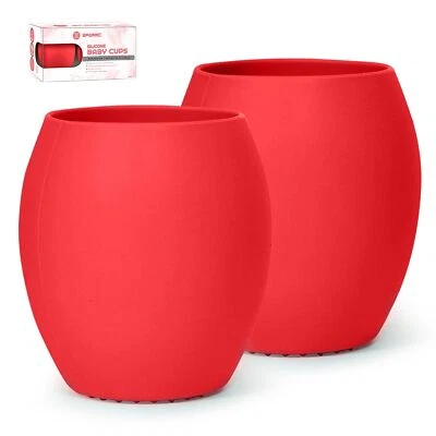 Pacote com 2 xícaras de silicone para bebês – copos de treinamento sem derramamento para desmame de LED de bebê, macios e  - Imagem 1 de 4