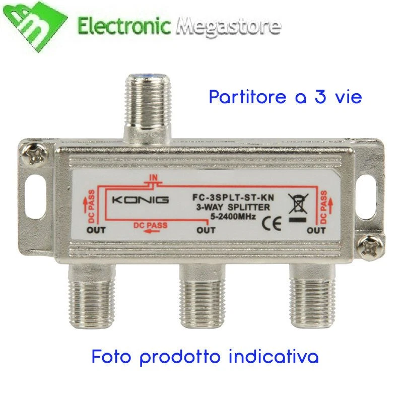 Splitter F Kper satellite K FC-3SPLT-ST-KN splitter a 3 vie satellitare e digit - Immagine 1 di 1