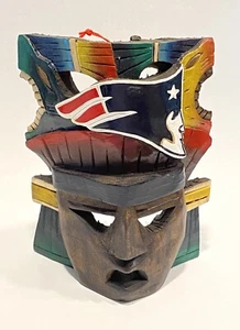Patriots Wooden Tiki Mask Wall Decor Football - Picture 1 of 6