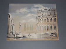 MID-CENTURY ROMAN ARCHITECTURAL PRINT THE ARTIST GINA W/ HAND PAINTED HIGHLIGHTS