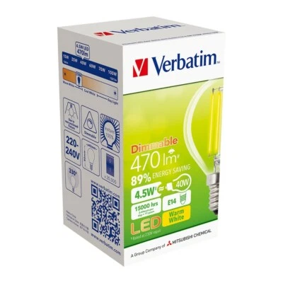 12 X Verbatim LED Filament Clear Dome Mini-classic Dimmable E14 2700K 470lm 330° - Image 1 of 2