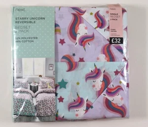 NEXT STARRY UNICORN REVERSIBLE 2PACK BEDSET BEDDING - KIDS GIRLS - DOUBLE - Picture 1 of 14