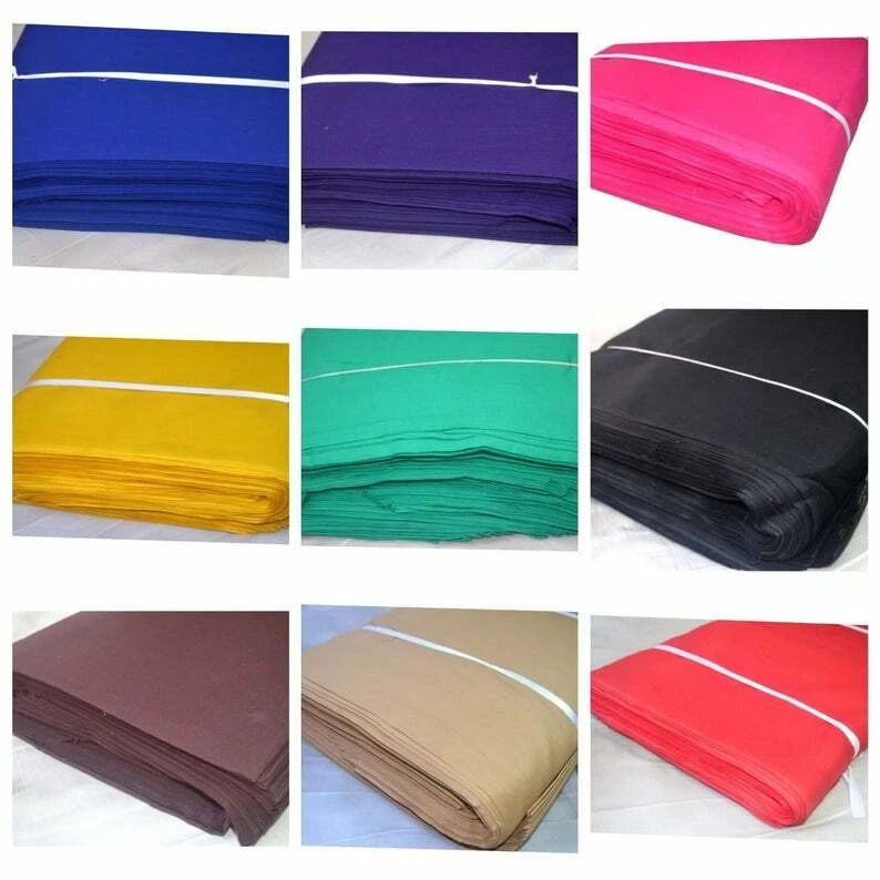 Indian Handmade Plain Solid Pure 100%Cotton Fabric Voile Hand-Dyed Sewing Fabric - Image 1 of 1