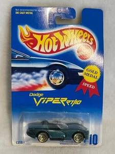 Hot Wheels 1991 Blue/White Card  #210 Dodge Viper RT/10 Green Gold Lace Wheels - Picture 1 of 6
