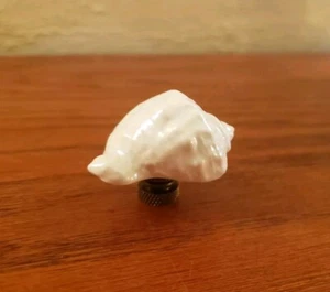 Seashell Lamp Finial Shade Topper White Iridescent Coastal Vintage Ceramic - Picture 1 of 6
