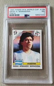 1990 PANINI FIFA WORLD CUP ITALIA 90 #128 DIEGO A. MARADONA PSA 7 NM ARGENTINA - Picture 1 of 2