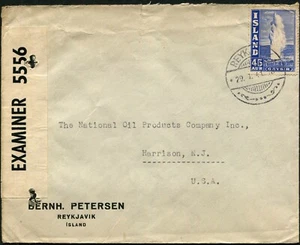 Iceland Reykjavik British Censored Cover Postage to USA 1941 Europe WWII - Picture 1 of 2