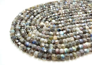 AAA Rainbow Natural Labradorite Faceted Rondelle 5mm x 7mm Gemstone Beads RDF89 - Picture 1 of 4