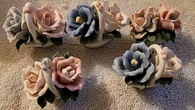 Juego de 5 expositores de flores de porcelana Price Products vintage Foto 1 de 4