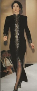 ST. JOHN Knits Evening Santana Knit Gown Long Dress 6 Black Gold Silver Stones - Picture 1 of 9