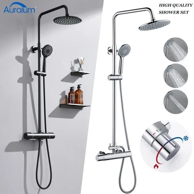 Duschsystem mit Thermostat Duscharmatur Massage Regendusche Duschset Handbrause - Bild 1 von 4