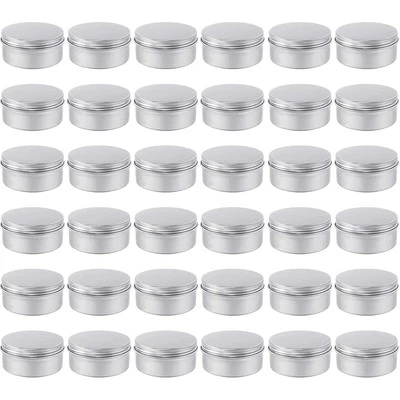 Moretoes 36pcs 4oz Metal Round Tins Aluminum Empty Candle Tins with Screw Lid - Image 1 of 4