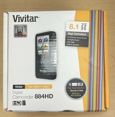 Vivitar DVR 884HD Camcorder 8.1 Mega Pixels Black New Open Box - Image 1 of 4