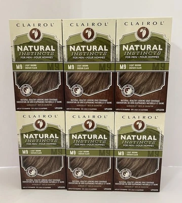 Set Of 6 ~ CLAIROL Natural Instincts For Men ~ M9 Light Brown Haircolor Kit Dye - Image 1 of 4
