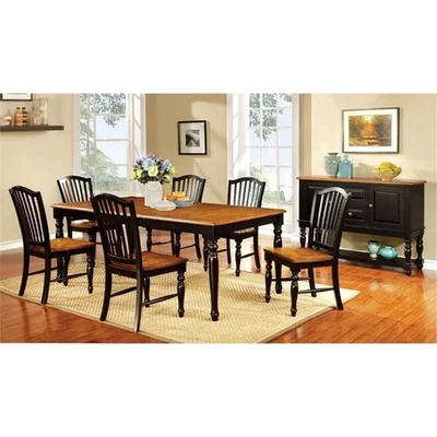 Furniture of America Sallie Wood 7 Piece Extendable Dining Set in Black - Image 1 of 4