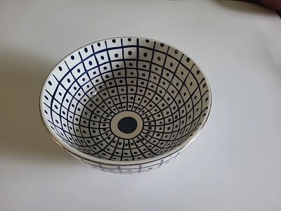 СТАРАЯ ГОНЧАРНАЯ КОМПАНИЯ 1 зерновая чаша с ручной росписью синий горошек - Изображение 1 из 4