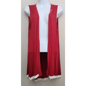 Chaleco Cárdigan P. Michael Rojo Arkansas Razorbacks Logo Drapeado Frontal Medio Fluido - Imagen 1 de 5