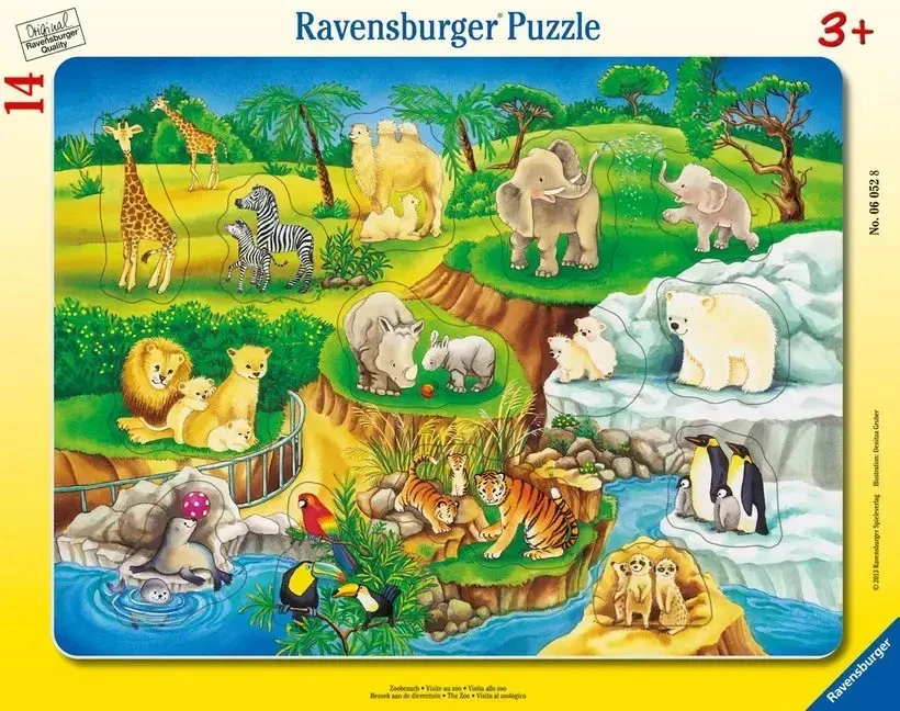 RAVENSBURGER VERLAG Ravensburger Kinderpuzzle - 06052 Zoobesuch - Rahmenpuzzle für Kinder ab 3...