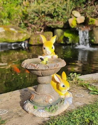 Garden Ornaments Solar Powered Animal Rabbit Lamp Decor Patio DS6113 ELM WH - Image 1 of 2