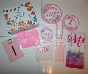 Kit Decoraciones Cumpleaños Primer Cumpleaños Rosa 16 Invitados Nuevo - Imagen 1 de 3