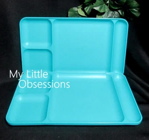 Tupperware Neu 2er Set geteilte Picknickschalen Camping ~ blau - Bild 1 von 2