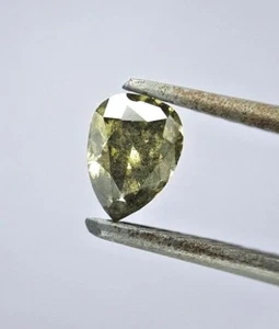 NATURAL LOOSE DIAM FANCY REAL DIAMOND 0.38TCW SI1 GREEN PEAR FULL CUT FOR JEWEL - Picture 1 of 9