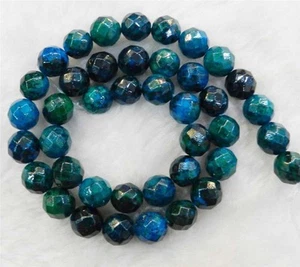 6mm Faceted Azurite Chrysocolla Gemstones Round Loose Beads 15" - Picture 1 of 6